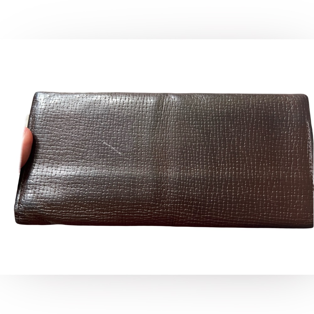 Burberry Brown Leather Bi-Fold Long Wallet with Zip Coin Pouch Nova Check Accent - Picture 2 of 10